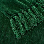 Chenille Throw Blanket for Couch with Tassels,60"X80" Soft Cozy Lightweight Knitted Boho Decorative Blankets for Bed and Sofa,Dark Green