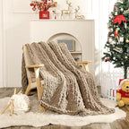 WESHIONGOO Chunky Knit Blanket Throw 51"×63" Knitted Throw Blankets for Couch Bed Fluffy Soft Blanket with Jumbo Chenille Yarn Thick 100% Handmade (Brown)