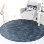 SAFAVIEH Washable Rug Faux Rabbit Fur Shag Collection - 6' Round, Dark Grey, Slip Resistant & Easy Cleaning, Ideal for Living Room, Bedroom, Kids Playroom, Nursery, Dining Space (FRF976H)