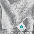 Whale Flotilla Chunky Knit Throw Blanket for Couch and Bed, Light Grey Decorative Cozy Fleece Blanket, Reversible Soft Fuzzy Woven Throws, 50x60 Inch