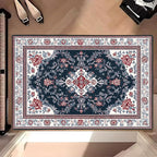 Area Rug 2x3 ft Entry Rug Washable Vintage Boho Rugs Non Slip Low Pile Floral Door Mat Small Carpet for Bedroom, Bedside, Kids Room, Office, Dining Room