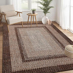 RUGSREAL Washable Rug 5x7 Boho Accent Bedroom Rugs Modern Geometric Floor Carpet Indoor Low Pile Non Slip Farmhouse Rustic Bohemian Carpet for Living Room Nursery Kitchen, Brown