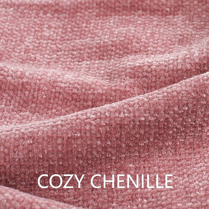 Chenille Throw Blanket for Couch 50"X 60", Soft Cozy Throws with Fringe Tassel for Bed Sofa Chair Cover, Lightweight Knitted Decorative Boho Blankets for Living Room, Mauve
