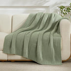 Amélie Home Premium Chenille Throw Blanket, Soft Cozy Moss Stitch Knit Blanket for Couch, Sofa, Chair, Home Decor, Sage Green 50"x60"