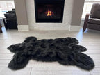 LAMBZY Bear Skin Rug Super Soft Fluffy Faux Fur for Bedroom Floor Sofa Living Room High-Density Plush Shaggy Carpet Sofa Cover Bedside Sheepskin Rug (6'x9', Black)