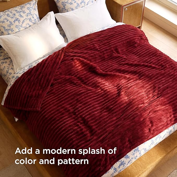 Bedsure GentleSoft Scarlet Sage Fleece Blanket for Couch - Cozy Soft Blankets for Women, Cute Small Throws for Girls, 108x90 Inches