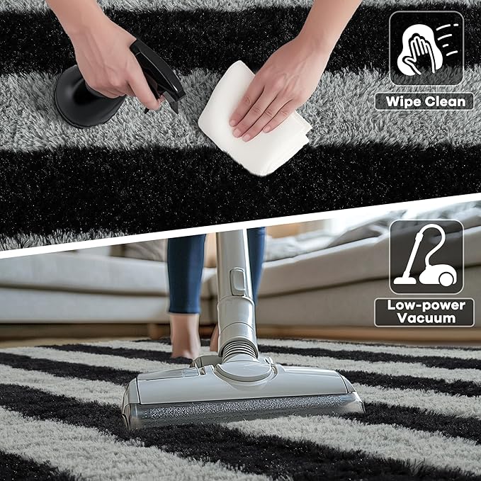 Noahas Large Fluffy 6x9 Area Rugs for Living Room Bedroom,Thick Shag Black and Grey Throw Rug,Big Soft Shaggy Bedside Non-Slip Plush Dorm Nursery Kids Carpet