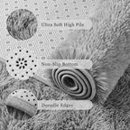 junovo Grey Washable Area Rug for Boys Bedroom Living Room, 5x8 Soft Non-Slip Fluffy Rugs, Shag Plush Memory Foam Carpet for Kids Room Baby Nursery Home Decor