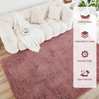 Litanika 5x8 Shag Area Rug for Living Room Bedroom, Pea Pink High Pile Ultra Soft Plush Shaggy Furry Bedside Playroom Dorm Carpet, Non-Slip, Non-Shedding Modern Indoor Floor Rug