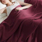 Bedsure Gentlesoft 100% Cotton Blanket King Size for Bed - Breathable and Soft for Spring Summer, Thick Cozy Waffle Weave Blanket Gifts for Women, Red, 104x90 inches