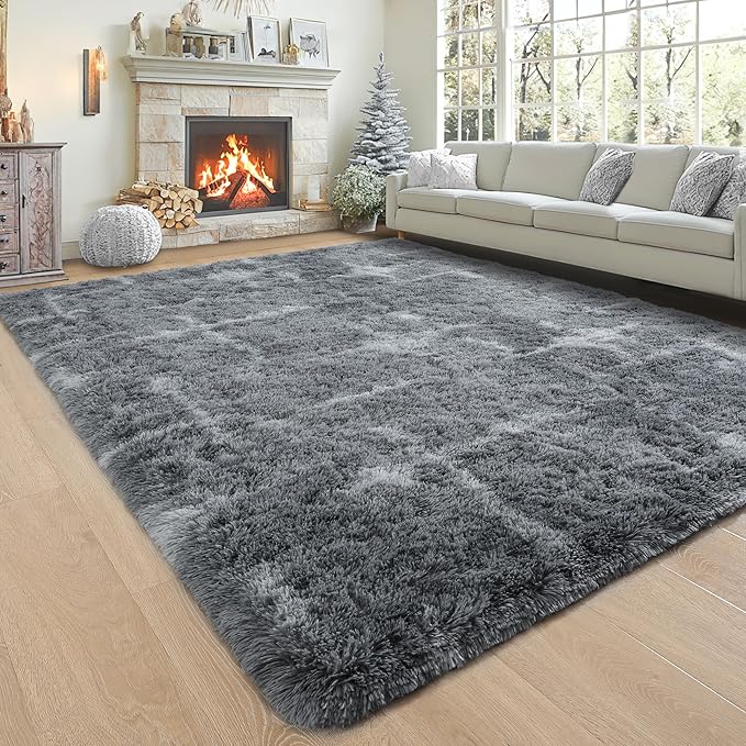Noahas Large Fluffy 5x8 Area Rugs for Living Room Bedroom,Soft Grey Thick Shag Throw Rug,Big Shaggy Bedside Non-Slip Plush Dorm Nursery Kids Carpet