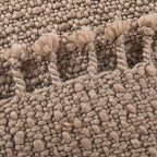 Chunky Knit Throw Blanket with Braided Tassels 50" x 60", Hand Knitted Soft Thick Yarn Basket Weave Boho Farmhouse Blanket, Plush Fluffy Tassel Decor Throw for Couch Bed Sofa, Brown