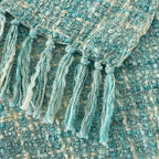 Multi-Color Turquoise Cable Woven Throw Blanket for Couch,60"X80" Boho Style Textured Blankets for Home Decor,Super Soft Warm Cozy Chunky Blanket with Decorative Tassels for Bed