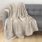 Elegant Comfort Throw Blanket, Reversible Sherpa Flannel, Ultra-Soft, Fuzzy, Cozy and Plush- All Season Lightweight Decorative Throw, 50 x 60 inches, Solid Sherpa Throw, Cream