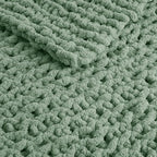 Madison Park Chenille Chunky Knit Handmade Throw Blanket, Luxuriously Soft Gift Blankets, Cottage Style Room Décor, Lightweight & Breathable All Seasons Throw Blanket for Couch, 50"W x 60"L Sage Green