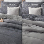 Bedsure California King Comforter Set - Cooling and Warm Bed Set, Dark Grey Reversible Bedding for All Season, 3 Pieces, 1 California King Size Comforter (104"x96") and 2 Pillow Cases (20"x36")