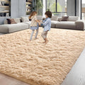 ISEAU Area Rugs 9x12 Feet for Living Room Rugs, Ultra Soft Fluffy Rugs for Bedroom, Non-Slip Modern Large Shag Bedroom Rug for Boys Kids Room Dorm Home Decor, Camel