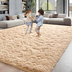 ISEAU Area Rugs 9x12 Feet for Living Room Rugs, Ultra Soft Fluffy Rugs for Bedroom, Non-Slip Modern Large Shag Bedroom Rug for Boys Kids Room Dorm Home Decor, Camel