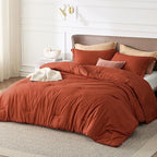 Bedsure King Size Comforter Set - Burnt Orange Soft Bedding for All Seasons, Cationic Dyed Bed Set, 3 Pieces, 1 King Size Comforter (104"x90") and 2 Pillow Shams (20"x36"+2")