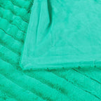 Striped Throw Blanket and Pillow Covers Set (No Inserts) for Couch and Bed, Plush Warm Lightweight Fuzzy Faux Fur Blanket for All Seasons (50" x 60", Green)