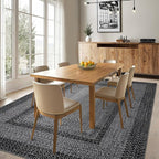 RUGSREAL Boho Rug 4x6 Bedroom Machine Washable Rug Braided Print Floor Cover Dining Room Throw Carpet with Rubber Backing Farmhouse Rustic Accent Rug for Living Room Home Decor, Black