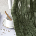Aormenzy Cable Knit Throw Blankets 60 x 80 Inches, Soft Cozy and Lightweight Knitted Blanket, Machine Washable Acrylic Blanket, Decorative Throw Blanket for Couch Sofa Bed, Forest Green