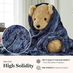MHD l [Made in Korea] Premium Faux Fur Throw Blanket : Luxury Double-Sided 15mm Microfiber Blanket, 800 GSM :Tan Navy, 60" x 79"