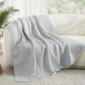 Whale Flotilla Chunky Knit Throw Blanket for Couch and Bed, Light Grey Decorative Cozy Fleece Blanket, Reversible Soft Fuzzy Woven Throws, 50x60 Inch