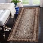 RUGSREAL 2x6 Boho Runner Rug Braided Print Hallway Area Rug Machine Washable Throw Floor Cover Non Slip Moroccan Runner Carpet for Kitchen Farmhouse Rustic Carpet for Living Room Bedroom, Brown