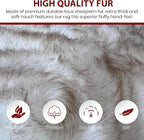 LAMBZY Bear Skin Rug Super Soft Fluffy Faux Fur for Bedroom Floor Sofa Living Room High-Density Plush Shaggy Carpet Sofa Cover Bedside Sheepskin Rug (5'x7', White/Brown)