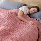 Sherpa Fleece Adult Weighted Blanket Great for Sleep, 15 lbs Dual Sided Soft Fuzzy Heavy Blankets for Couch Bed Sofa, Cozy Warm Arched Jacquard Throw for Winter (Apricot Pink, 60" x 80", 15 Pounds)