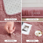 Litanika 6x9 Shag Area Rug for Living Room Bedroom, Pea Pink High Pile Ultra Soft Plush Shaggy Furry Bedside Playroom Dorm Carpet, Non-Slip, Non-Shedding Modern Indoor Floor Rug