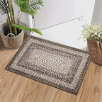RUGSREAL Entryway Rug 2x3 Small Bedside Throw Mat with Rubber Backing Machine Washable Living Room Rug Non Slip Bathroom Mat Stain Resistant Braided Print Carpet for Dining Room Kitchen Hallway, Mocha