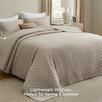 Bedsure Quilts Queen Size - Taupe Bedspread Queen Size & Lightweight Comforter, Modern Farmhouse Coverlet with Clover Pattern, Ultra Soft All-Season Bedding, 90 x 96 Inches | Stitch-Free Quilting, Ultra Soft, Lightweight, Machine Washable, Pet-Friendly