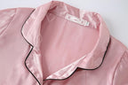 Vozanet Women's Short Sleeve Satin Pajama Sets Silky Ladies Button Down Loungewear Plus Size Nighty Shorts Sets XL to 5XL