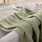 Elegant Comfort Premium 100% Cotton Waffle Blanket - Lightweight Breathable Waffle Weave Bed Blanket - Soft and Warm All Season Blanket for Couch, Sofa and Bed, Full Size 88x88 Inches, Sage