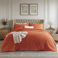 Bedsure King Quilt - Red Orange Bedspread King Size & Lightweight Comforter, Boho Coverlet with Clover Pattern, Ultra Soft All-Season Bedding, 106 x 96 Inches | Stitch-Free Quilting, Ultra Soft, Lightweight, Machine Washable, Pet-Friendly