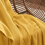 Bedsure Gentlesoft 100% Cotton Blanket King Size for Bed - Breathable and Soft for Spring Summer, Thick Cozy Waffle Weave Blanket Gifts for Women, Mustard Yellow, 104x90 inches