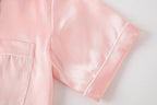 Hupohoi Unisex Girls Boys Kids Pajama Sets Button Down Satin Sleepwear Nighty 3PCS Silky Lounge Sets Nightwear
