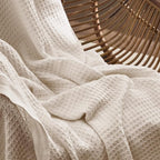 Bedsure Gentlesoft 100% Cotton Blanket King Size for Bed - Breathable and Soft for Spring Summer, Thick Cozy Waffle Weave Blanket Gifts for Women, Light Beige, 104x90 inches