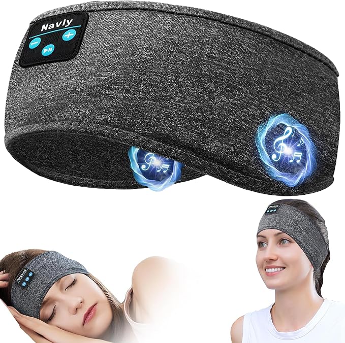 Navly Sleep Headphones, 12Hrs Sports Headband with Soft Cozy Earbuds Comfortable, Headphones Headband with Ultra-Thin HD Stereo Speakers Perfect for Workout,Running,Yoga,Travel