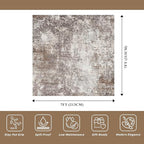 7x7 Area Rug Square Washable – Non-Slip Soft Indoor Carpet for Dining Room Living Room Kitchen Bedroom – Modern Abstract Neutral Low-Pile Accent Rug (Brown Beige, 7x7)