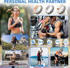 Smart Ring Health Tracking, Sleep Tracking, Heart Rate, Blood Oxygen, Blood Pressure，Fitness Ring, Activity Monitoring, 5 Days Battery, 5ATM Waterproof, No Subscription (Enamel Color, 8#)
