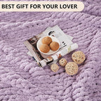 L'AGRATY Chunky Knit Blanket Throw - Soft Chenille Yarn Throw Blanket 30x40：Handmade Thick Cable Knit Crochet Blanket - Large Knit Blanket Chunky Rope Knot Throw Blanket for Couch Sofa Bed Home Decor