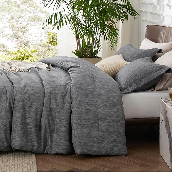 Bedsure Oversized King Comforter Set - Charcoal Grey Soft Bedding for All Seasons, Cationic Dyed Bed Set, 3 Pieces, 1 Oversized King Size Comforter (120"x 98") and 2 Pillow Shams (20"x 36"+2")
