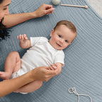 Comfy Cubs Muslin Baby Blanket - Soft, Lightweight, 6-Layer Cotton Swaddle Blankets for Newborns, Infants & Toddlers - 40" x 40" Large, Breathable & Versatile for Sleeping & Tummy Time - Pacific Blue