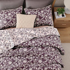 BLOOMHAVEN Quilt Set Twin Size, Italian Plum Floral Quilt Sets, Reversible Bedspread Lightweight and Breathable for All Seasons, Soft Quilted Bedspread with 1 Pillow Sham