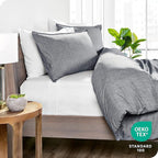 Bare Home Bedding Duvet Cover Oversized King Size - Premium 1800 Super Soft Collection - Lightweight, Duvet Cover - Soft Textured Bedding (Oversized King, Heathered Charcoal)