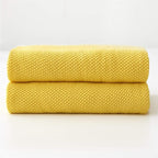 Longhui bedding Lemon Bright Yellow Cotton Cable Knit Throw Blanket for Couch Sofa Chair Home Decorative, Woven Throw Blankets 50 x 60 Inch 2.1 Pounds with a Washing Bag