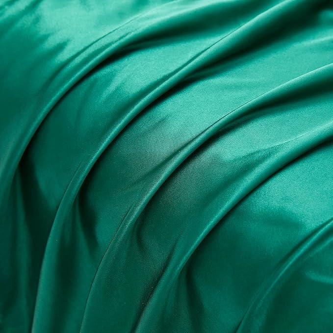 Silky Satin Ruffled Pillow Cases for Hair and Skin,Blackish Green Silk Pillowcases Standard Set of 2 with Envelope Closure Princess Room Decoration
